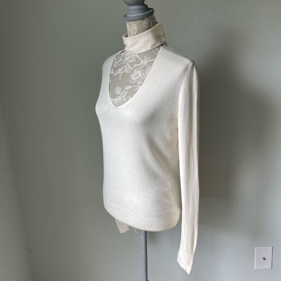 Theory Silk Cashmere Tie V-Neck Pullover - Picture 2 of 10